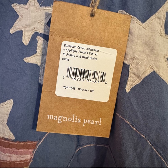 Magnolia Pearl European Cotton Intercosmic Applique Francis Top Free Size NWT - Picture 8 of 11